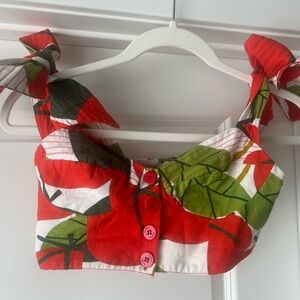 FARM Rio Tomato Tie Strap Crop Top